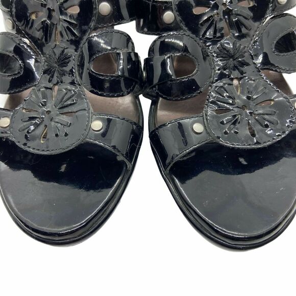 Sudini Slide Shoes Sandals Black Slip-on Block Heel sz 9 W Comfort Studded - Picture 4 of 16